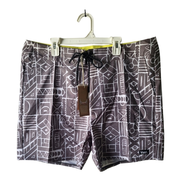 Vast Men's Geometric Gray Board Shorts Size 36 New - Picture 1 of 3